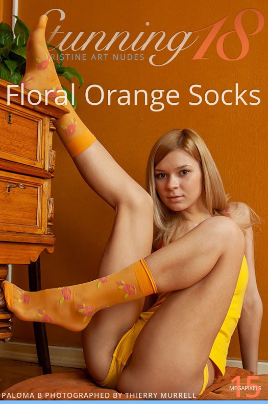 [Stunning18] Paloma B - Floral Orange Socks